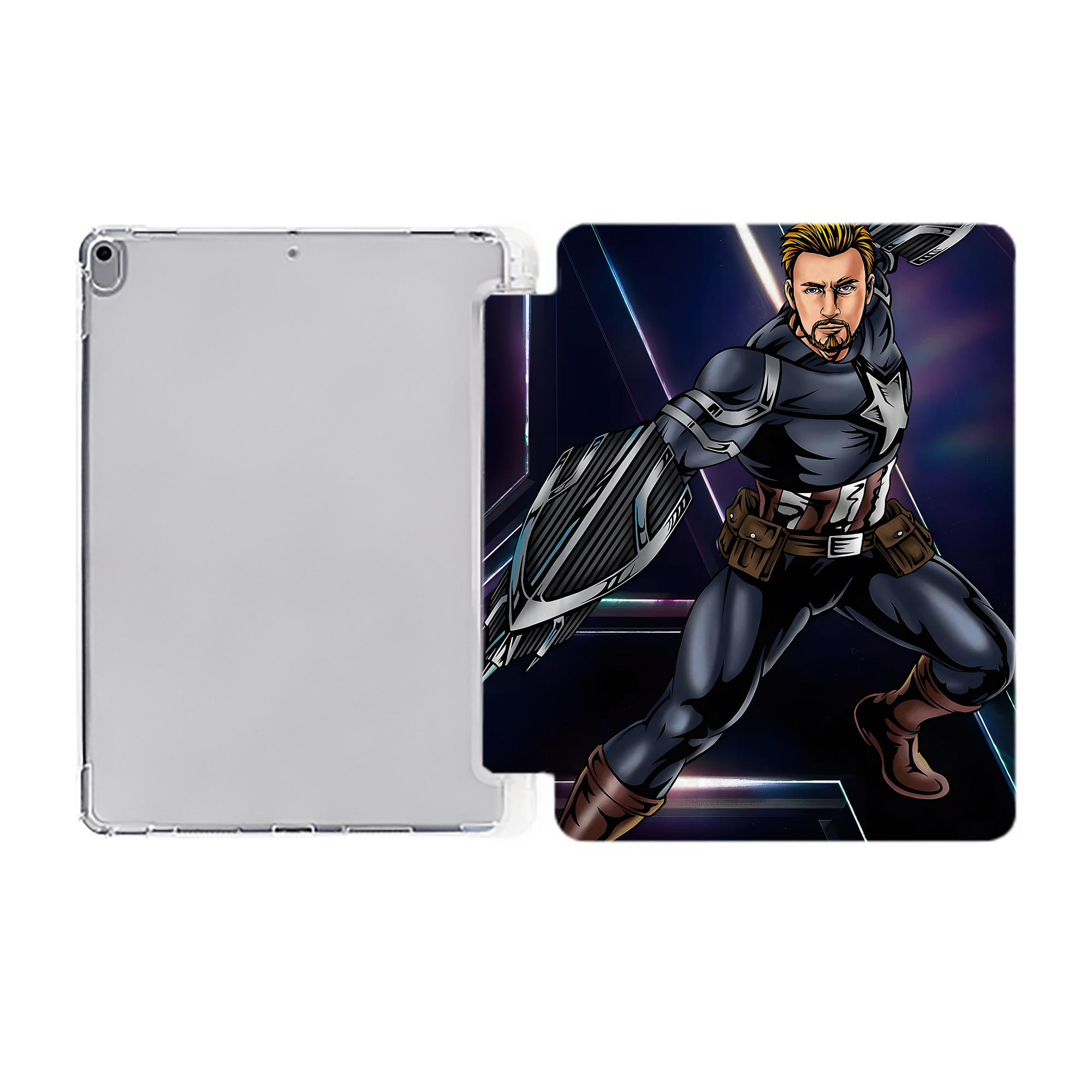 （画像用） アベンジャーズ The Avengers IPad ケース ペン収納付き 三つ折りスタンド PUレザー×シリコン 対応機種9.5/10.5/10.9インチ